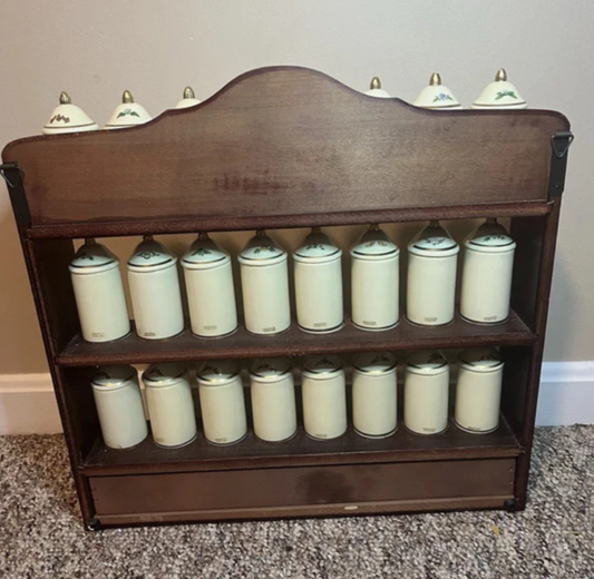 1992 Vintage COMPLETE Lenox Spice Garden Spice Jars Porcelain Set 24 With Rack