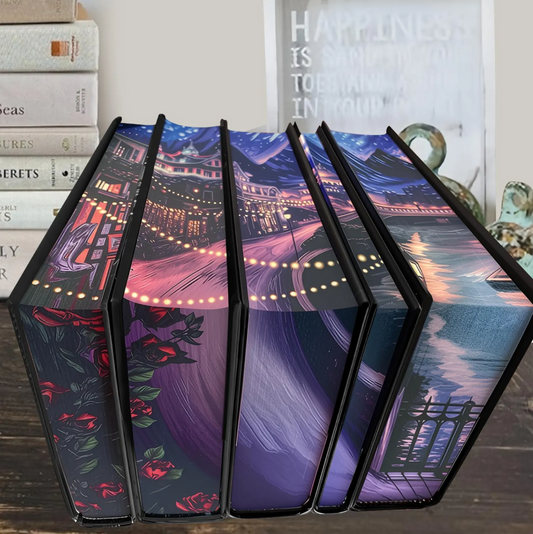ACOTAR Book Set Painted Edges – 5 Sarah J. Maas Fanmade Hardcover Books, Posters, Bookmasks – Collector Gift for Fantasy Lovers